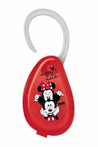 NUK 10256415 Disney Mickey Schnullerbox, mit Aufhängung, für das praktische Aufbewahren von Schnullern, ideal für unterwegs, 1 Stück, rot -