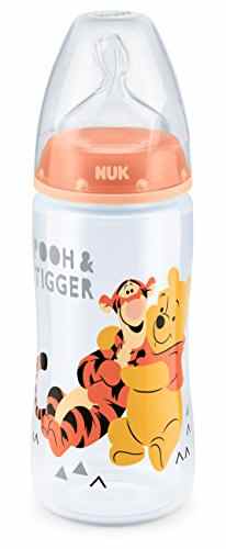 NUK Disney Winnie First Choice Plus Flasche aus PP, kiefergerechter Silikon-Trinksauger,BPA frei, 6-18 Monate, M -