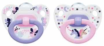 NUK Happy Days Silikon-Schnuller mit Ring, kiefergerecht, Größe 1, 2 Stück -