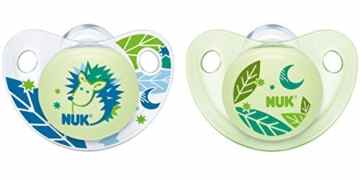 NUK Night & Day Silikon – mit nachleuchtendem Knopf, kiefergerecht, noch zahnfreundlicher, 2 Stück -