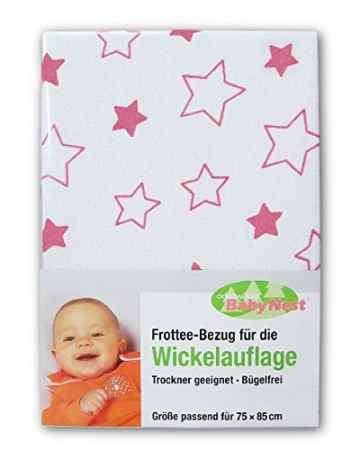 Odenwälder Frottee-Bezug für die Wickelauflage Allover Sterne pink -