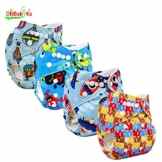 ohbabyka bedruckt Design verwendbar waschbar Tasche Tuch Windel 4 Windeln + 6 Einlagen (style-03)