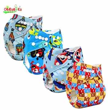 ohbabyka bedruckt Design verwendbar waschbar Tasche Tuch Windel 4 Windeln + 6 Einlagen (style-03)