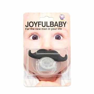 OULII Baby Boy Girl Kleinkinder Schnuller Beruhigungssauger Beißring Kieferorthopädische Pseudo-Bart Nippel ,Lustige Süße Schnurrbart Style(Schwarz + Transparent) -