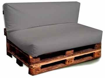 Palettenkissen Sitzpolster Set – 2er Set Sitzpolster 120 x 80 x 15cm + Rückenkissen 120 x 40 x 15cm – Schaumstoff Palettenpolster In & Outdoor – Kissen Möbel Sofa Sitzkissen Paletten Rattanmöbel Polster Auflage (2er Set ca.120 x 80 x 15cm x 120 x 40 x 15cm, Anthrazit) -