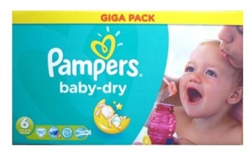 Pampers Baby FDry Lot de 92 couches Taille 6 -
