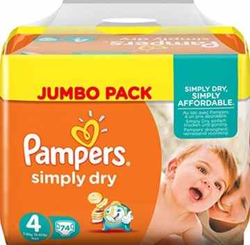 Pampers Simply Dry Gr.4 Maxi 7-18kg Jumbo Pack 1 x 74 Stück -