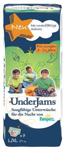 Pampers UnderJams Für Jungen, Größe L/XL, 27+ kg, 4er Pack (4 x 9 Windeln) -