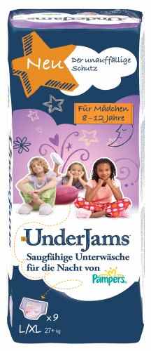 Pampers UnderJams Für Mädchen, Größe L/XL, 27+ kg, 4er Pack (4 x 9 Windeln) -