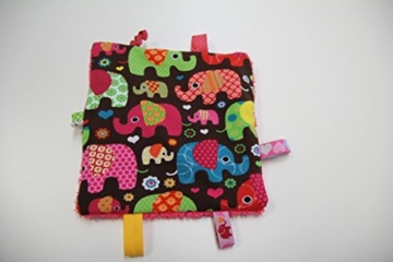 Pinidi Baby Knistertuch Elefant bunt braun / pink -