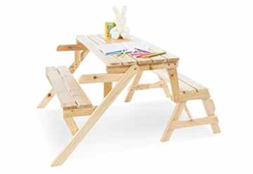 Pinolino 201351 2in1 Kindersitzgarnitur und Gartenbank ‚Elli‘, braun -