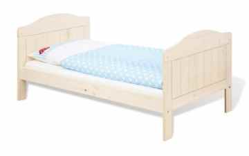 Pinolino Kinderbett Finja, wunderschönes, stabiles Babybett (140 x 70 cm) mit 3 Schlupfsprossen, aus vollmassiver Fichte, cremeweiß lasiert, Umbauseiten enthalten (Art.-Nr. 11 16 33) -