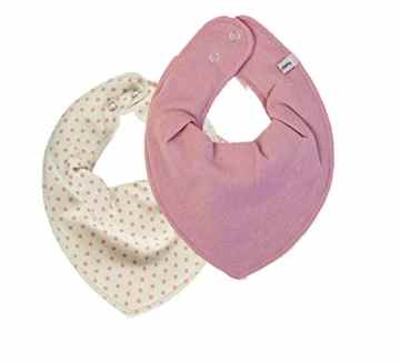 Pippi 2er Set Baby Dreieckstuch Halstuch Lätzchen uni rosa & creme mit Punkten in rosa -