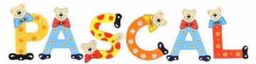 Playshoes Kinder Holz-Buchstaben Namen-Set PASCAL – sortiert -