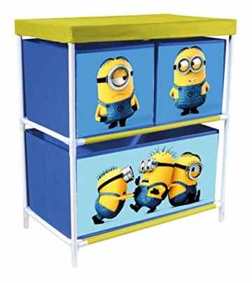 p:os 25704 Spielzeugregal mit 3 Boxen Minions, circa 53 x 30 x 60 cm