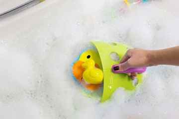 Premium Kinder Badewannen-Organiser für Spielzeug | Schnell Spielzeug aufräumen | Leicht anbringbar | Kein Schimmel | Auch als lustiges Spielzeug nutzbar | Tolles Geschenk | 100% nichtendende Garantie | -