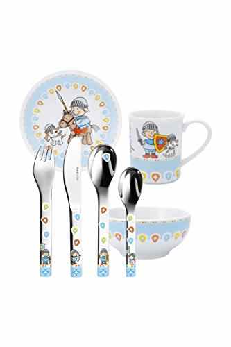 Puresigns One Miko Kinderset 7-teilig – Porzellan – Edelstahl poliert – Farbe Blau – 2020700 -