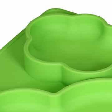Rutschfester Babyteller und Platzmatte (35 x 30 cm, grün) | Silikon Tischset | rutschfeste Tischunterlage aus Silikon frei von BPA, PVC und Phtalaten -