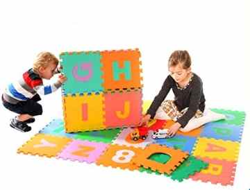 Saflyse 36tlg Kinder Buchstaben Zahlen Puzzlematte Spielmatte Spielteppich Schaumstoff Lernteppich -