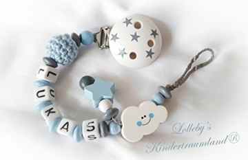 Schnullerkette mit Namen – Junge – Geschenk zur Taufe, Geburt -