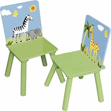-SET- Sitzgruppe ZOO (Tisch & 2 Stühle) aus HOLZ (Mit abgerundeten Ecken) -
