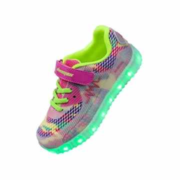 Shinmax Frühling-Sommer-Herbst-Breathable LED Schuhe 7 Farben USB Aufladbare Leuchtschuhe Kinderschuhe mit CE-Zertifikat für Halloween Weihnachten Dank Giving Day -