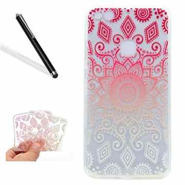 Silikon Hülle für Huawei P10 Lite,Transparent Handyhülle für Huawei P10 Lite,Leeook Crystal Clear Ultradünn Schale Bumper Schutzhülle Henna Blumen Malerei Muster Durchsichtig Kratzfeste Scratch-Resistant Weich Tpu Protective Abdeckung Case Etui Cover für Huawei P10 Lite + 1 x Schwarz Eingabestift-Clear,Henna Blumen -