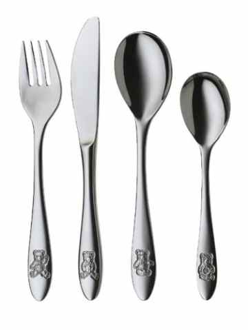 Silit Kinderbesteck-Set 4-teilig Pezzy Crominox Edelstahl poliert ab 3 Jahre geeignet mit geprägten Motiven -