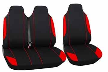 Sitzbezüge Schonbezüge Y2+1 für MERCEDES SPRINTER rot-schwarz OPEL VIVARO VW TRANSPORTER T4 LT FIAT DUCATO FORD TRANSIT PEUGEOT BOXER Citroen Jumper Jumpy VW TRANSPORTER T5 LT Renault Master Trafic MERCEDES VITO rot-schwarz Neu -