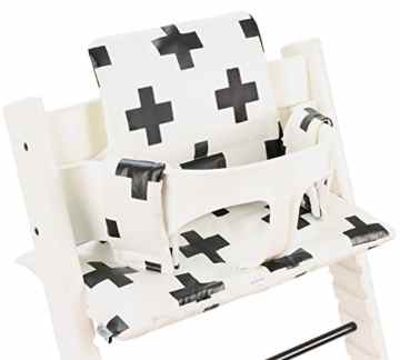 Sitzkissen beschichtet für Stokke Tripp Trapp – Weiss mit Schwarzen Kreuzen -