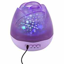 SlowTon Sternenhimmel Projektor, Rosebud Blume Knospen 360 Grad drehbar Star Projektor Rose Nachtlicht Romantische Nacht Lampe Projektion 4 LED Wulst für Haus, Schlafzimmer, Kinder Zimmer, Hochzeit, Geburtstag, Parteien, Violett -
