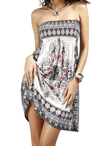 Sommerkleid Damen Bohemian Kleid Bandeau Kleider Strandkleid Tuchkleid -