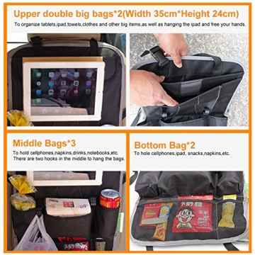 SPAHER Auto Organizer Kinder Tidy Tablet iPad Handyhalter Reise Aufbewahrungstasche Organizer Rücksitz Kfz-Zubehör Universal Sitzbezüge Rückenlehnen-Schutz Rücksitz-Schoner -
