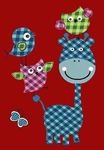 Spielteppich Jugendzimmer Kinderzimmer Teppich Giraffe Eule Motive HAPPY 1906 RED, Maße:200×290 cm -