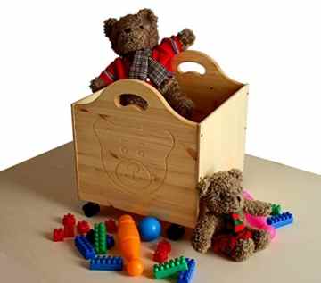 Spielzeugkiste „Bär“aus Holz, mit Rollen, Bio Qualität ohne Schadstoffe, direkt vom deutschen Hersteller (unbehandelt naturbelassen) -