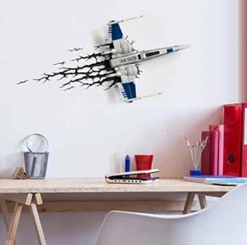 Star Wars X-Wing Starfighter Wandlampe 3D Light FX LED Kinderlampe -Nachtlicht für kinder mit automatische Abschaltung und wandaufkleber -