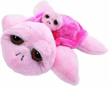 Suki 10027 Stofftier Schildkröte Coral Mama mit Baby, 30 cm, rosa -