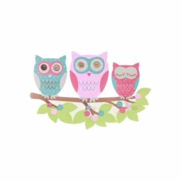 Super süße Kindergarderobe Eule farbenfrohe Garderobe für Kinder Eulen aus Holz -