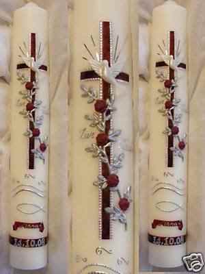 Taufkerze Kommunionkerze Junge MädchenT-31 400/40 mm inkl. Beschriftung -