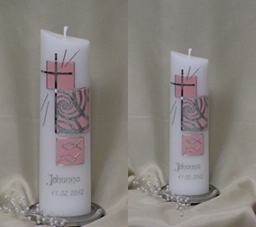 Taufkerze / Kommunionkerze, oval, 21 x 6 x 3,5 cm, inklusive Beschriftung ! A 45 -