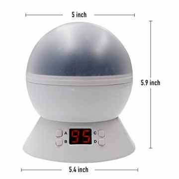 Timer-Stern-Projektor, MKQPOWER neue Erzeugung, die Mond-Stern-Projektions-LED-Nachtlichter-Spielwaren-Tabellen-Lampen mit Timer shut off & EU-Adapter, entspannende Schlaf-Hilfe für Kinder Projektions-LED (Weiß) -