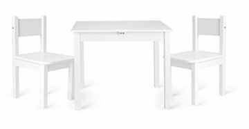 Tisch und Stühle für kinder, 1 Tisch + 2 Stühle weiß Farbe, Kindertisch Kindersitzgruppe Sitzgruppe für Kinder Kinderstuhl -