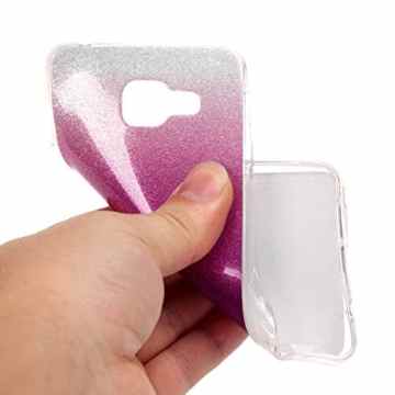 TOCASO Ultra Thin TPU Schutzhülle für Samsung Galaxy A3 (2016) Rose Red Silikon Hülle Muster Gel Skin Transparent Bumper Rand Funkeln Allmähliche Veränderung Gummi Glitter Cover Tasche Bunte Handyhülle Protective Case Schale schützende Durchsichtig Rückschale Clear Pattern Fall Handytasche Weiche Ränder Etui + Schwarz Stylus Pen für Samsung Galaxy A3 (2016) A310 -