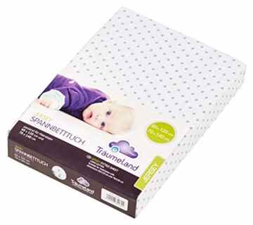 Träumeland TT03023 Spannbetttuch Jersey, Punkte, 60 x 120 cm / 70 x 140 cm, grau -