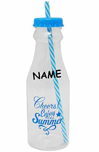 Trinkflasche – mit Strohhalm und Deckel – “ Enjoy the Summer “ – 750 ml – transparent & durchsichtig – Trinkbecher – Plastik / Kunststoff – Sommerglas – Kunststoffbecher – Insektenschutz – Flaschen – Schraubverschluß – z.B. Limonade Erfrischung – Smoothie Plastikbecher Trinkglas – Becher – mehrweg – Plastikflasche / Kunststoffflasche – Glasbecher Trinkhalm – Milchflasche -