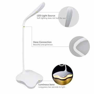 Trylight LED dimmbar Tischlampe mit Touch-Dimmer, 3 Helligkeiten und 1 Warmweiß Nachtlicht, 360° flexibel Schreibtischlampe für Kinder, Tischleuchte, Leselampe, Buchlampe, Laptoplampe, Schreibtischleuchte,Stimmungslicht. -
