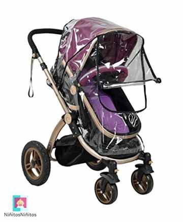 Universal Kinderwagen Regenschutz, Regencover, Regenhaube, Regenhülle, Regenverdeck mit Reißverschluss Öffnung & Sichtfenster -