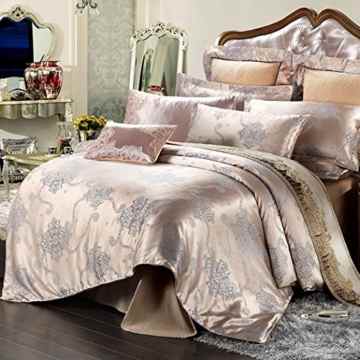 utgeek 4 Stück Bettwäsche Bettdecken European Style Satin Jacquard Bedspreads 1,5 1,8 Meter