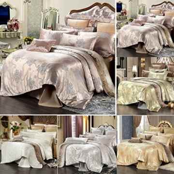 utgeek 4 Stück Bettwäsche Bettdecken European Style Satin Jacquard Bedspreads 1,5 1,8 Meter -