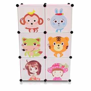 VENKON – Kinderzimmer Steckschrank DYI Steckregal System Regalschrank: 6-Module-Set, rosa -